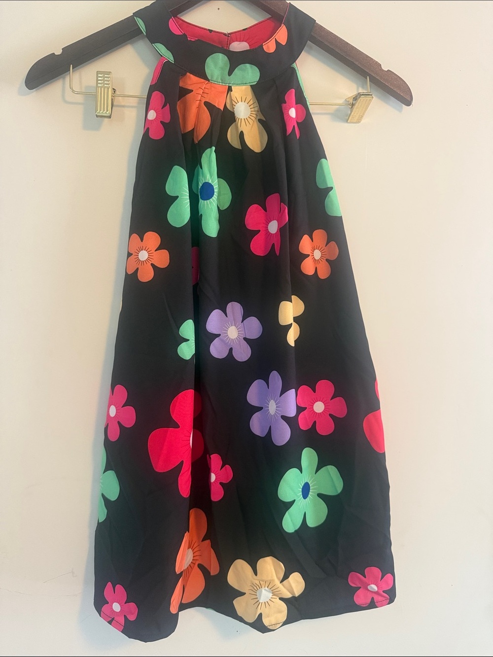 SHEIN Women’s Black Floral Halter Top Sz XL NWOT
